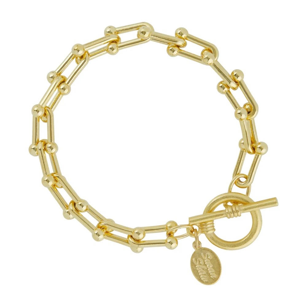 Chic Gold Link Bracelet with Toggle Clasp